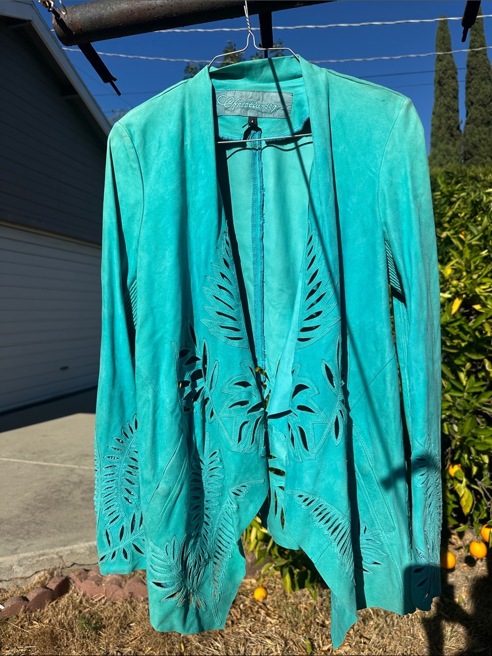 Turquoise Laser-Cut Coastal Cowgirl 🤠 Suede Jacket - Women 🩵